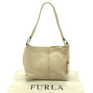 Furla Shoulder bag Logo White Silver Woman Authentic Used Y650